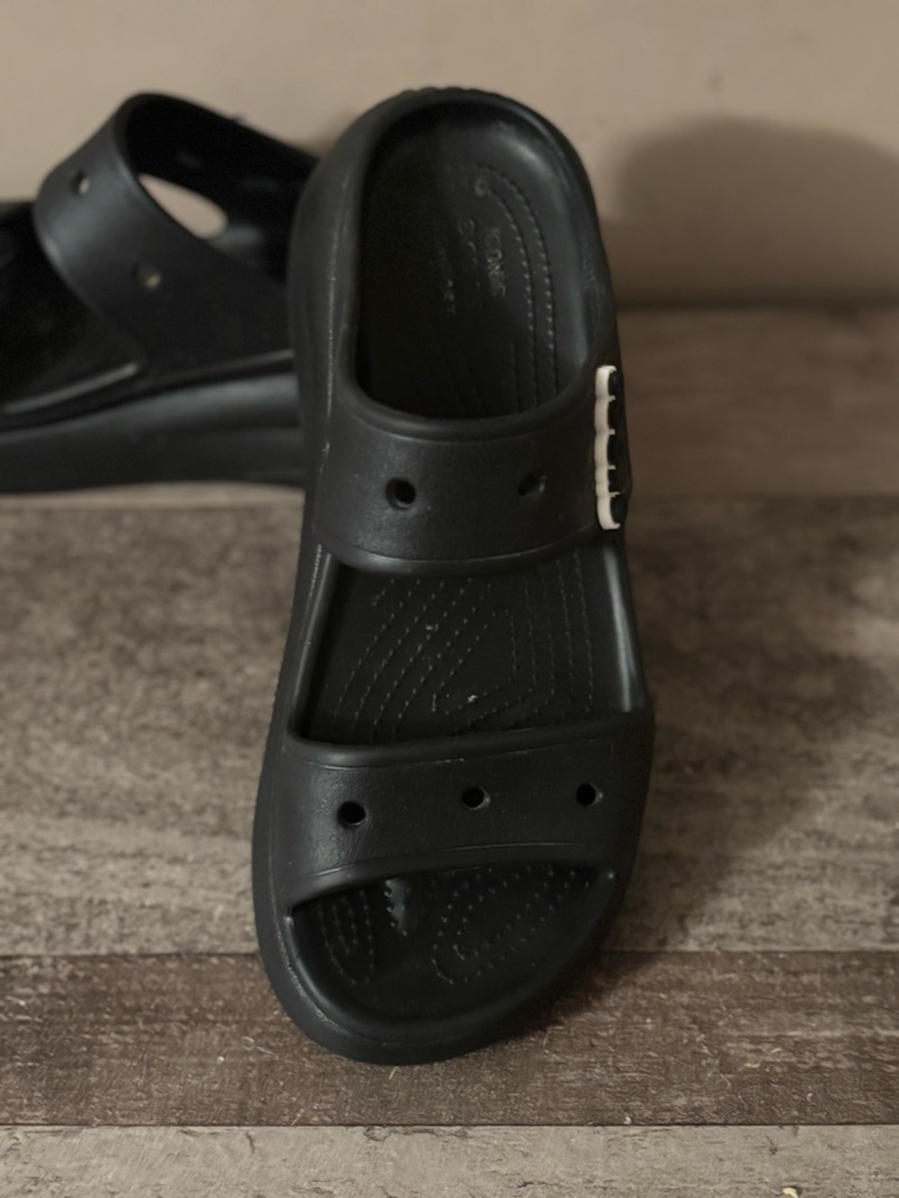 CROCS CRYSH Black Slide PLATFORM Sandals SIZE 10